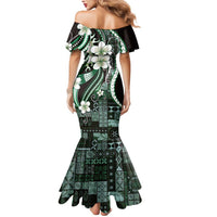 Samoa Siapo Tribal Pattern Mermaid Dress Forest Green Polynesian Plumeria Tapa Motif LT9 - Polynesian Pride