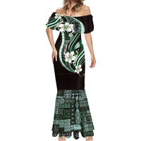 Samoa Siapo Tribal Pattern Mermaid Dress Forest Green Polynesian Plumeria Tapa Motif LT9 - Polynesian Pride