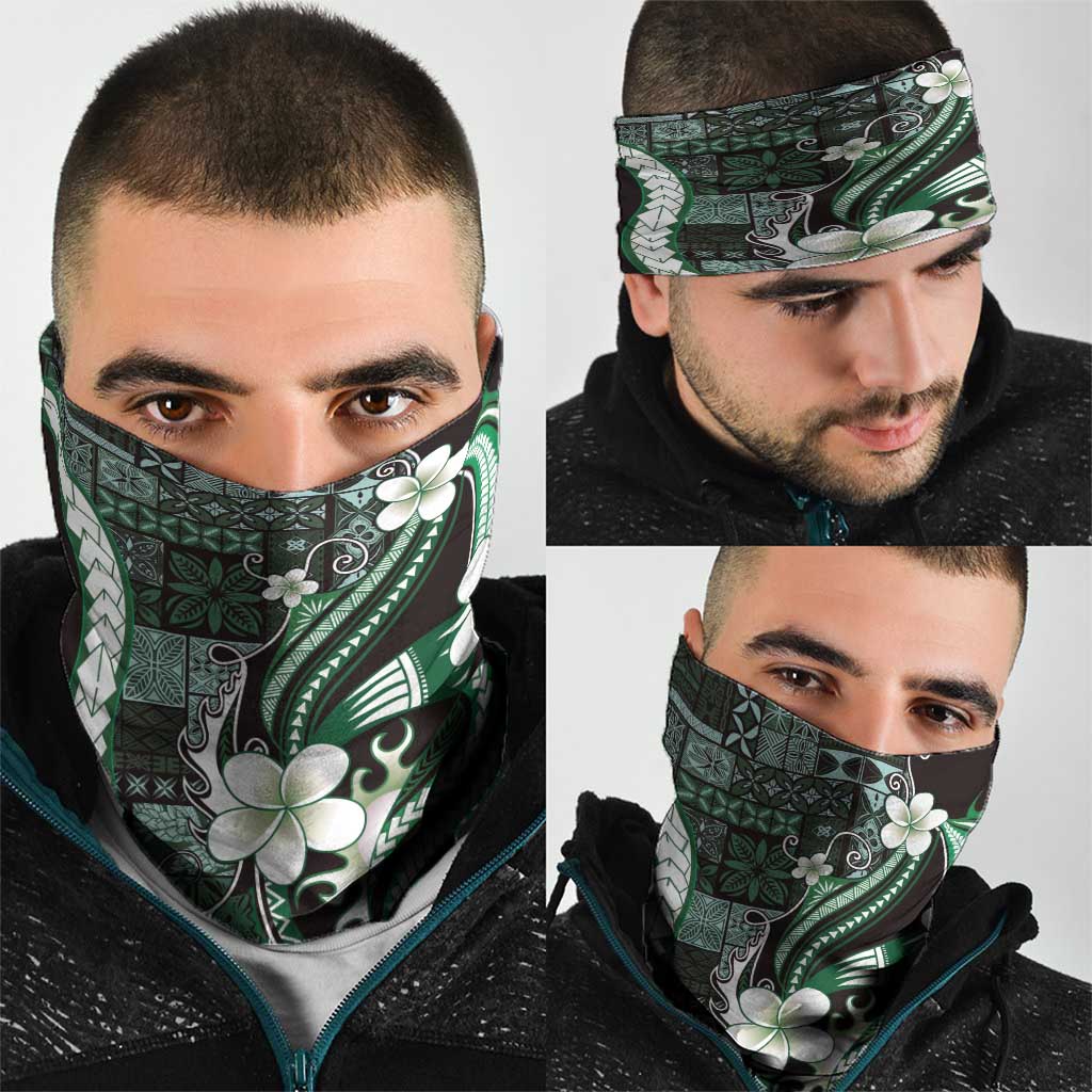 Samoa Siapo Tribal Pattern Neck Gaiter Forest Green Polynesian Plumeria Tapa Motif LT9 - Polynesian Pride