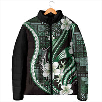 Samoa Siapo Tribal Pattern Padded Jacket Forest Green Polynesian Plumeria Tapa Motif LT9 - Polynesian Pride