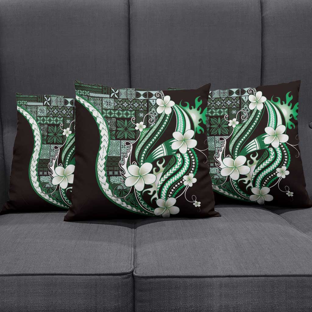 Samoa Siapo Tribal Pattern Pillow Cover Forest Green Polynesian Plumeria Tapa Motif LT9 - Polynesian Pride