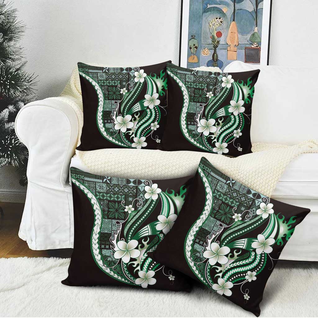 Samoa Siapo Tribal Pattern Pillow Cover Forest Green Polynesian Plumeria Tapa Motif LT9 - Polynesian Pride