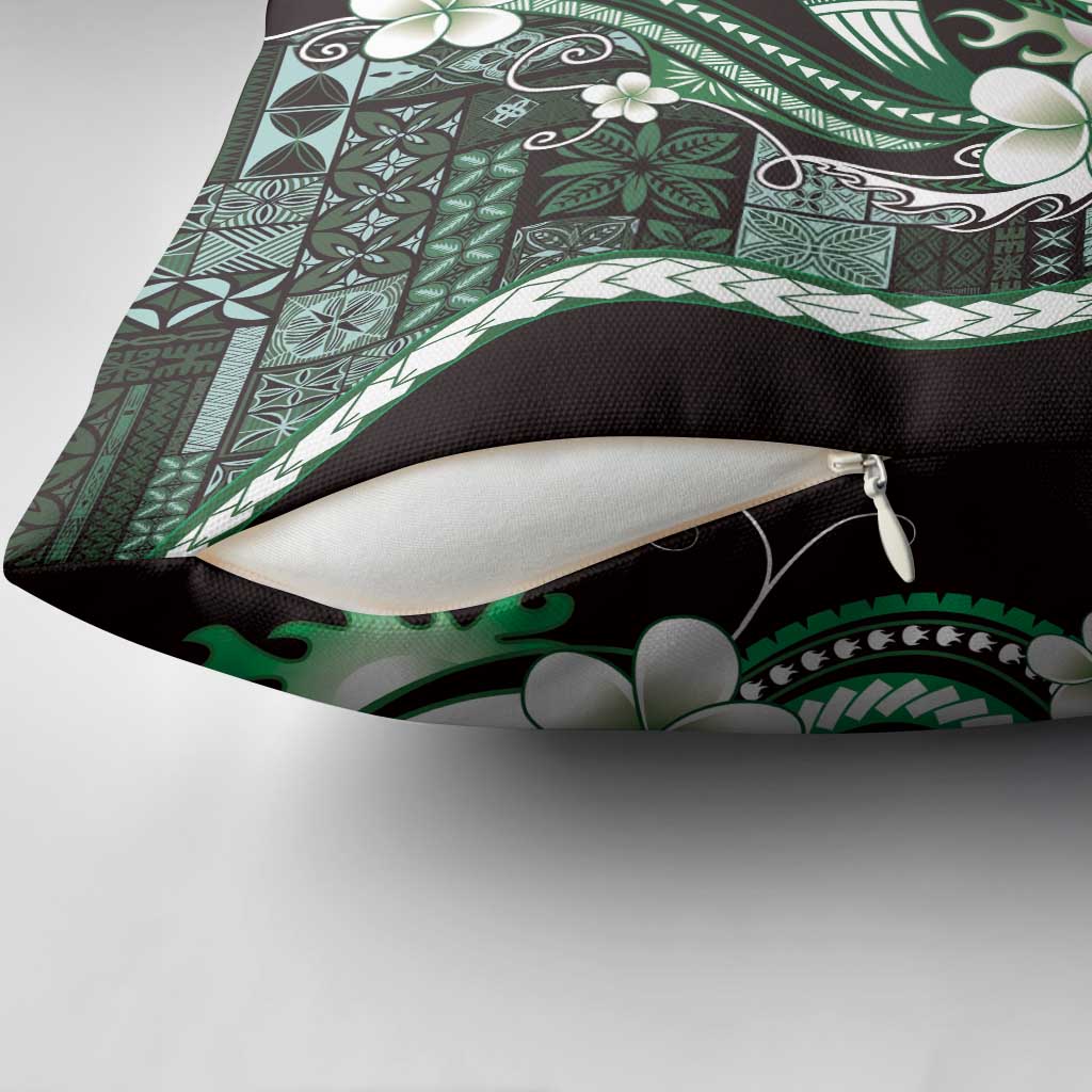 Samoa Siapo Tribal Pattern Pillow Cover Forest Green Polynesian Plumeria Tapa Motif LT9 - Polynesian Pride