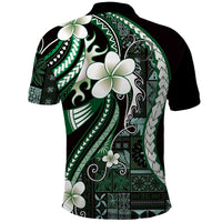 Samoa Siapo Tribal Pattern Polo Shirt Forest Green Polynesian Plumeria Tapa Motif LT9 - Polynesian Pride