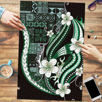 Samoa Siapo Tribal Pattern Puzzle Forest Green Polynesian Plumeria Tapa Motif