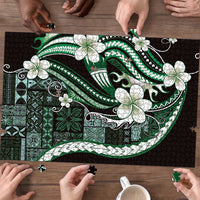 Samoa Siapo Tribal Pattern Puzzle Forest Green Polynesian Plumeria Tapa Motif