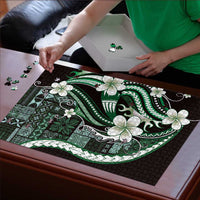 Samoa Siapo Tribal Pattern Puzzle Forest Green Polynesian Plumeria Tapa Motif