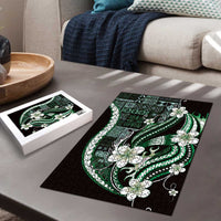 Samoa Siapo Tribal Pattern Puzzle Forest Green Polynesian Plumeria Tapa Motif
