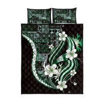 Samoa Siapo Tribal Pattern Quilt Bed Set Forest Green Polynesian Plumeria Tapa Motif LT9 - Polynesian Pride
