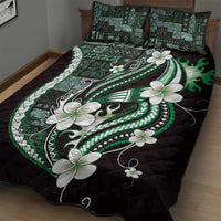 Samoa Siapo Tribal Pattern Quilt Bed Set Forest Green Polynesian Plumeria Tapa Motif LT9 - Polynesian Pride
