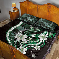 Samoa Siapo Tribal Pattern Quilt Bed Set Forest Green Polynesian Plumeria Tapa Motif LT9 - Polynesian Pride