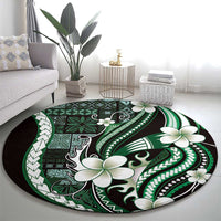 Samoa Siapo Tribal Pattern Round Carpet Forest Green Polynesian Plumeria Tapa Motif LT9 - Polynesian Pride
