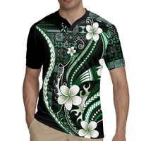 Samoa Siapo Tribal Pattern Rugby Jersey Forest Green Polynesian Plumeria Tapa Motif LT9 - Polynesian Pride