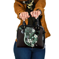 Samoa Siapo Tribal Pattern Shoulder Handbag Forest Green Polynesian Plumeria Tapa Motif LT9 One Size Green - Polynesian Pride