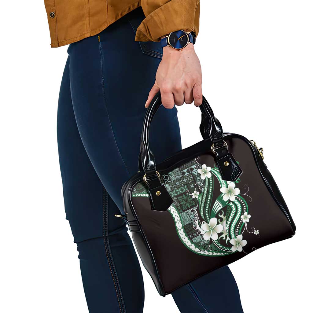 Samoa Siapo Tribal Pattern Shoulder Handbag Forest Green Polynesian Plumeria Tapa Motif LT9 - Polynesian Pride