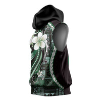 Samoa Siapo Tribal Pattern Sleeveless Hoodie Forest Green Polynesian Plumeria Tapa Motif LT9 - Polynesian Pride