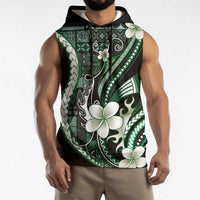 Samoa Siapo Tribal Pattern Sleeveless Hoodie Forest Green Polynesian Plumeria Tapa Motif LT9 - Polynesian Pride