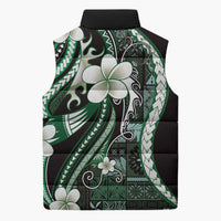 Samoa Siapo Tribal Pattern Sleeveless Puffer Jacket Forest Green Polynesian Plumeria Tapa Motif LT9 - Polynesian Pride