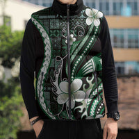 Samoa Siapo Tribal Pattern Sleeveless Puffer Jacket Forest Green Polynesian Plumeria Tapa Motif LT9 - Polynesian Pride