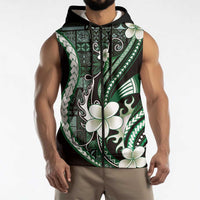 Samoa Siapo Tribal Pattern Sleeveless Zip Hoodie Forest Green Polynesian Plumeria Tapa Motif LT9 - Polynesian Pride