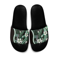 Samoa Siapo Tribal Pattern Slide Sandals Forest Green Polynesian Plumeria Tapa Motif LT9 Green - Polynesian Pride