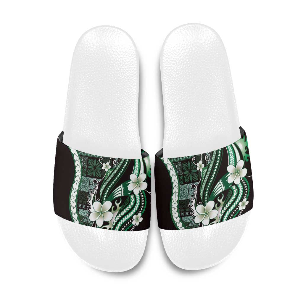 Samoa Siapo Tribal Pattern Slide Sandals Forest Green Polynesian Plumeria Tapa Motif LT9 Green - Polynesian Pride