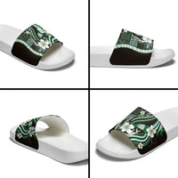 Samoa Siapo Tribal Pattern Slide Sandals Forest Green Polynesian Plumeria Tapa Motif LT9 - Polynesian Pride