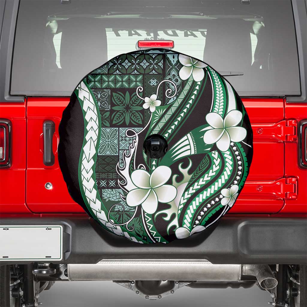 Samoa Siapo Tribal Pattern Spare Tire Cover Forest Green Polynesian Plumeria Tapa Motif LT9 - Polynesian Pride