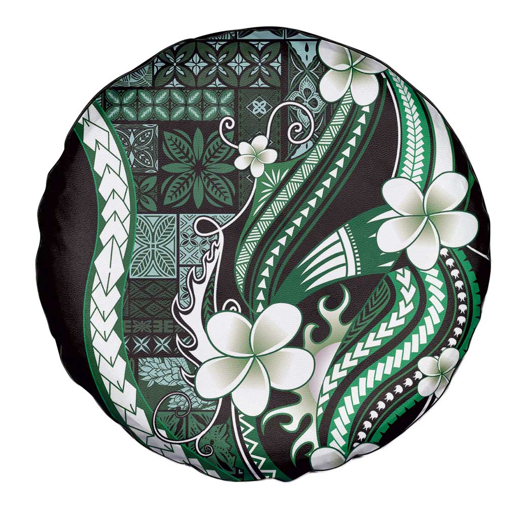 Samoa Siapo Tribal Pattern Spare Tire Cover Forest Green Polynesian Plumeria Tapa Motif LT9 - Polynesian Pride