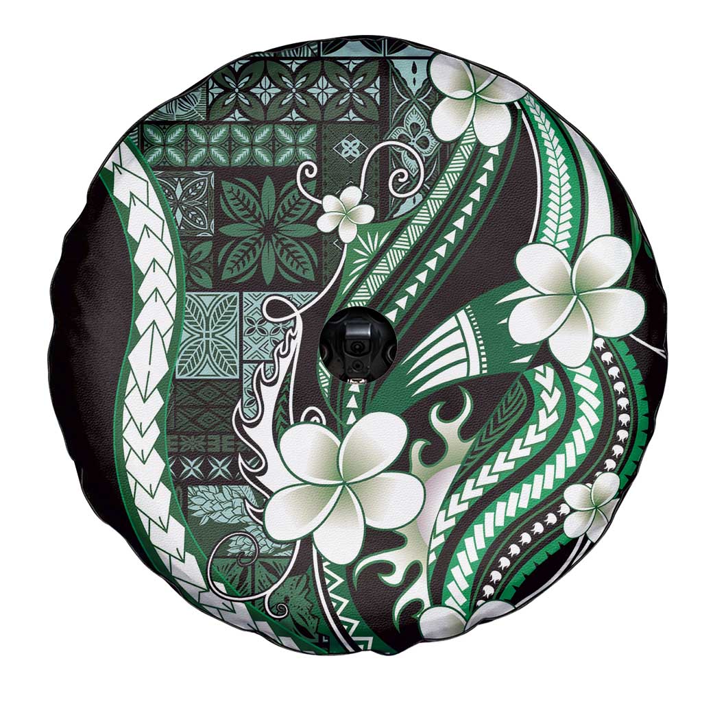 Samoa Siapo Tribal Pattern Spare Tire Cover Forest Green Polynesian Plumeria Tapa Motif LT9 - Polynesian Pride