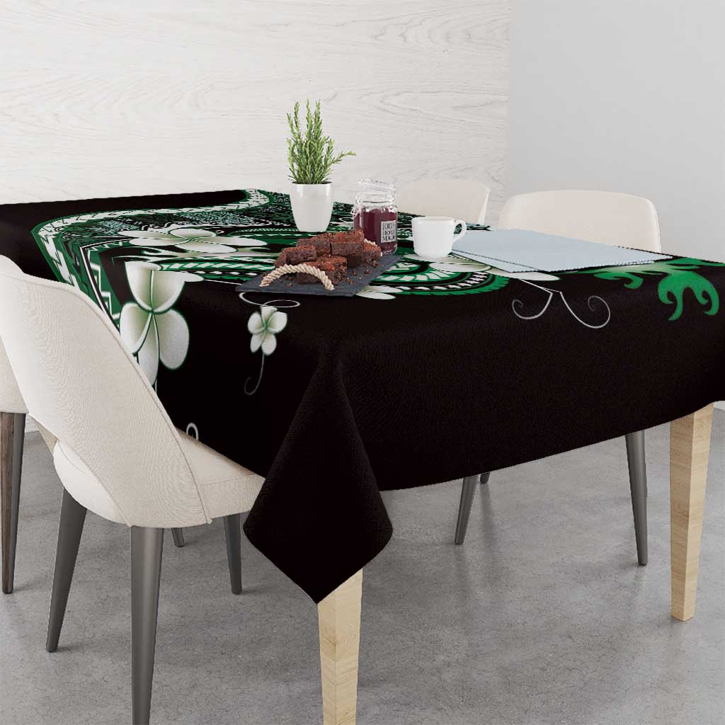 Samoa Siapo Tribal Pattern Tablecloth Forest Green Polynesian Plumeria Tapa Motif LT9 - Polynesian Pride