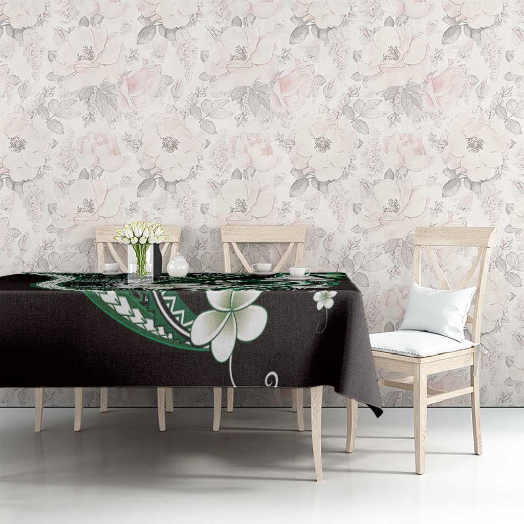 Samoa Siapo Tribal Pattern Tablecloth Forest Green Polynesian Plumeria Tapa Motif LT9 - Polynesian Pride