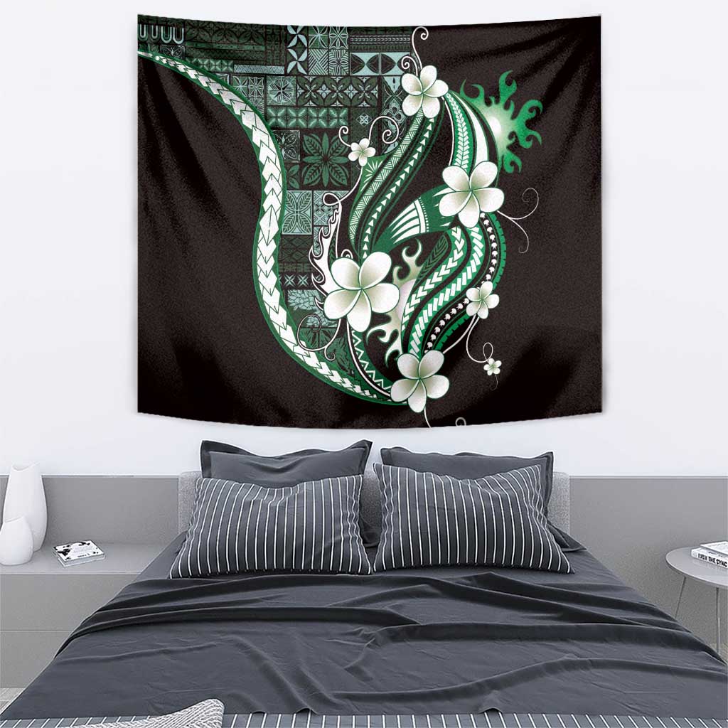 Samoa Siapo Tribal Pattern Tapestry Forest Green Polynesian Plumeria Tapa Motif LT9 - Polynesian Pride