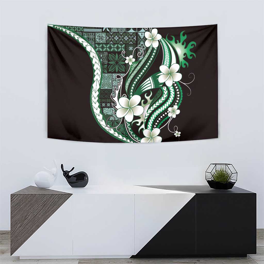 Samoa Siapo Tribal Pattern Tapestry Forest Green Polynesian Plumeria Tapa Motif LT9 - Polynesian Pride
