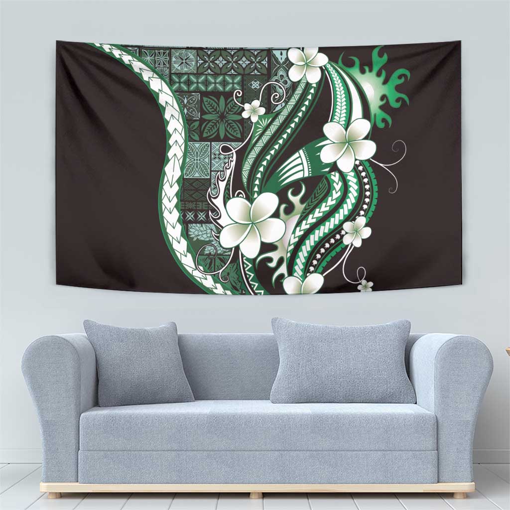 Samoa Siapo Tribal Pattern Tapestry Forest Green Polynesian Plumeria Tapa Motif LT9 - Polynesian Pride