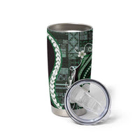 Samoa Siapo Tribal Pattern Tumbler Cup Forest Green Polynesian Plumeria Tapa Motif