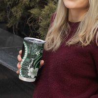 Samoa Siapo Tribal Pattern Tumbler Cup Forest Green Polynesian Plumeria Tapa Motif