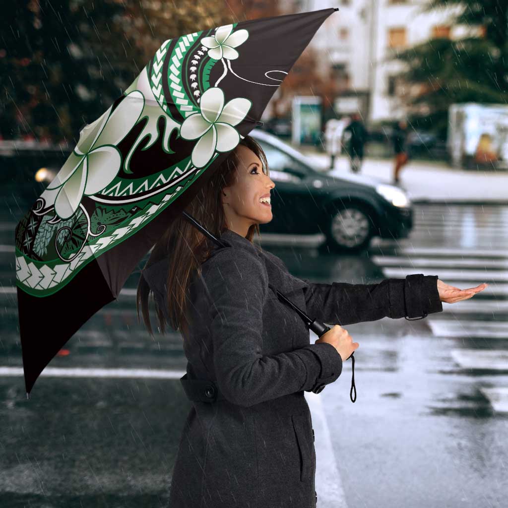 Samoa Siapo Tribal Pattern Umbrella Forest Green Polynesian Plumeria Tapa Motif LT9 - Polynesian Pride