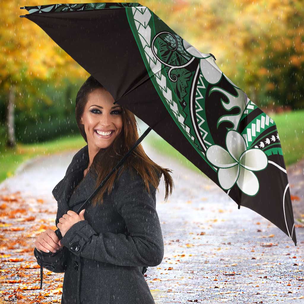 Samoa Siapo Tribal Pattern Umbrella Forest Green Polynesian Plumeria Tapa Motif LT9 - Polynesian Pride