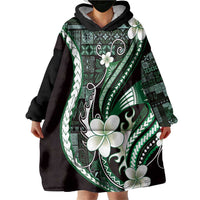 Samoa Siapo Tribal Pattern Wearable Blanket Hoodie Forest Green Polynesian Plumeria Tapa Motif LT9 - Polynesian Pride
