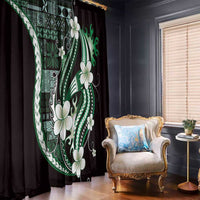 Samoa Siapo Tribal Pattern Window Curtain Forest Green Polynesian Plumeria Tapa Motif LT9 - Polynesian Pride