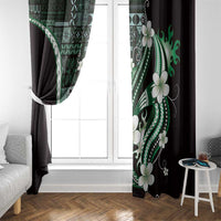 Samoa Siapo Tribal Pattern Window Curtain Forest Green Polynesian Plumeria Tapa Motif LT9 - Polynesian Pride