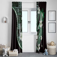 Samoa Siapo Tribal Pattern Window Curtain Forest Green Polynesian Plumeria Tapa Motif LT9 - Polynesian Pride