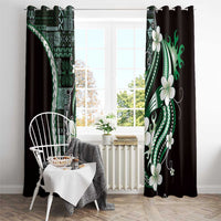 Samoa Siapo Tribal Pattern Window Curtain Forest Green Polynesian Plumeria Tapa Motif LT9 - Polynesian Pride
