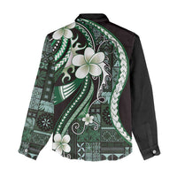 Samoa Siapo Tribal Pattern Women Casual Shirt Forest Green Polynesian Plumeria Tapa Motif LT9 - Polynesian Pride