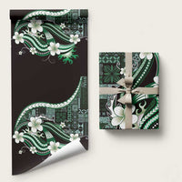 Samoa Siapo Tribal Pattern Wrapping Paper Forest Green Polynesian Plumeria Tapa Motif LT9 58" × 23" Green - Polynesian Pride