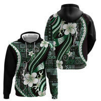 Samoa Siapo Tribal Pattern Zip Hoodie Forest Green Polynesian Plumeria Tapa Motif LT9 - Polynesian Pride