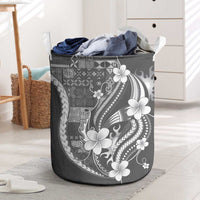 Samoa Siapo Tribal Pattern Laundry Basket Light Gray Polynesian Plumeria Tapa Motif LT9 Gray - Polynesian Pride