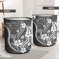 Samoa Siapo Tribal Pattern Laundry Basket Light Gray Polynesian Plumeria Tapa Motif LT9 - Polynesian Pride