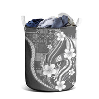 Samoa Siapo Tribal Pattern Laundry Basket Light Gray Polynesian Plumeria Tapa Motif LT9 - Polynesian Pride